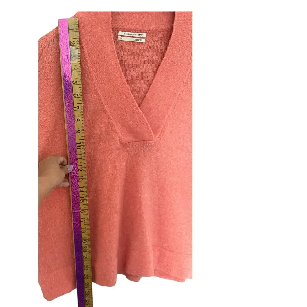 Anthropologie Oversized V-Neck Knit Sweater peach‎ XS